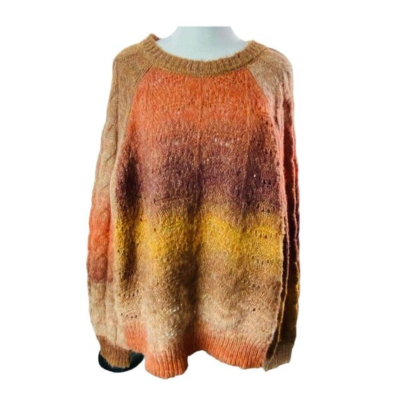 KNOX ROSE Women Pullover Sweater Sz XL Orange Crew Neck Lightweight Fall 81-11 - Picture 1 of 15